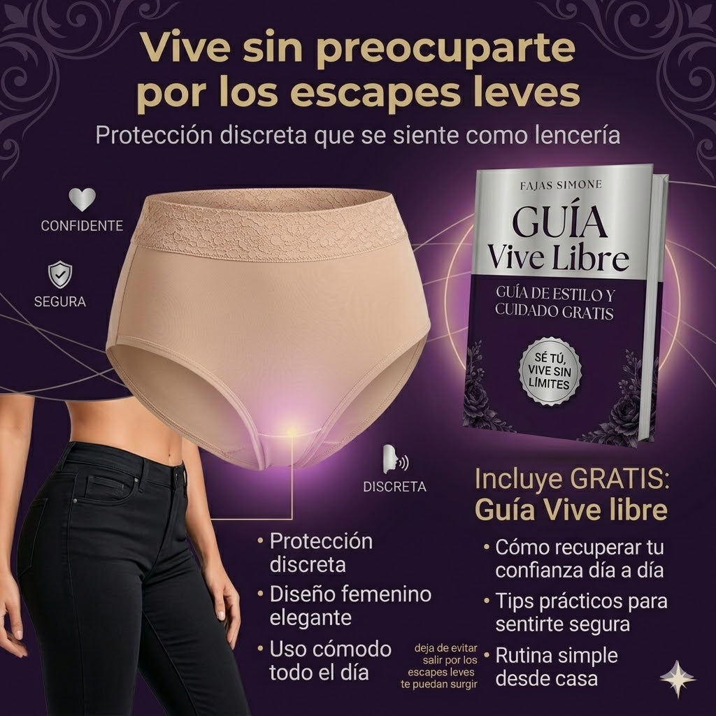 Panty para incontinencia leve + "Guía Vive Libre — Deja de evitar salir por miedo a los escapes leves que te puedan surgir"