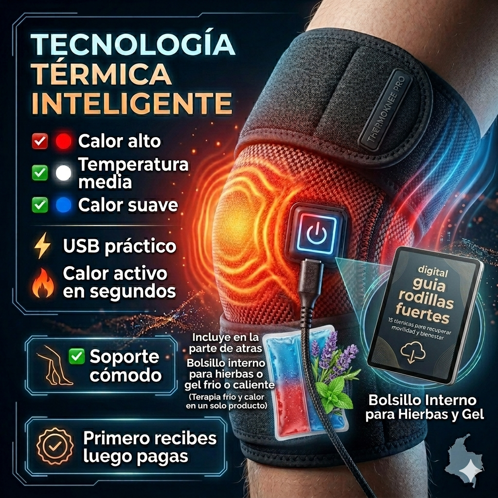 Rodillera Térmica Eléctrica para Alivio Inmediato del Dolor de Rodilla" + "Guía Rodillas Fuertes — 15 técnicas naturales para eliminar el dolor de rodilla y recuperar tu movilidad"