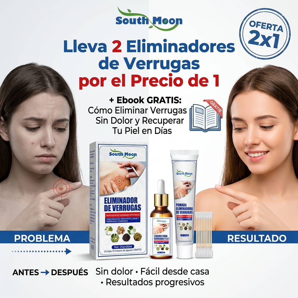Lleva 2 Eliminadores de Verrugas por el Precio de 1 + Ebook GRATIS “Cómo Eliminar Verrugas Sin Dolor y Recuperar Tu Piel en Días”