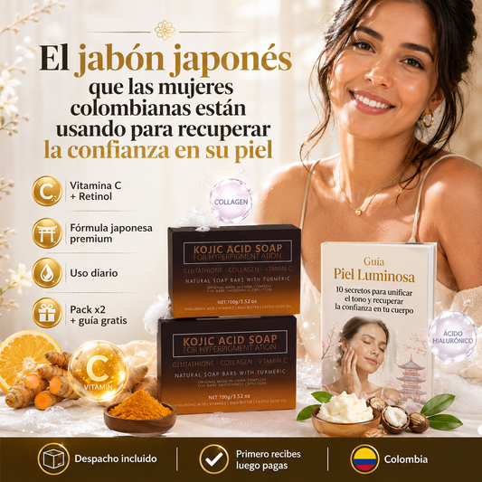 GlowSecret Dúo Jabón Corrector de Manchas Oscuras Complejo Japonés Pack x2 + Guía Piel Luminosa GRATIS