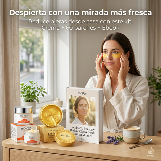 Kit Anti Ojeras Completo: Crema Anti ojeras + 60 Parches Hidratantes + Ebook GRATIS Ilumina Tu Mirada y Reduce Ojeras Desde Casa en Minutos