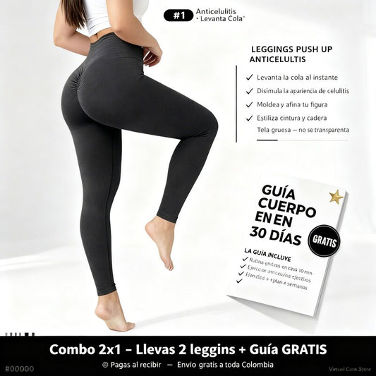 "Deja de esconder tu cuerpo. Estos leggins moldean, levantan y disminuyen la apariencia de la celulitis desde el primer uso . Hoy Llevas 2 por el precio de 1"